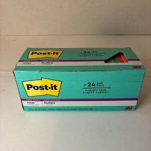 Post it Super Sticky Notes Cabinet Pack 24 Pads 3x3 Inch Assorted Colors New